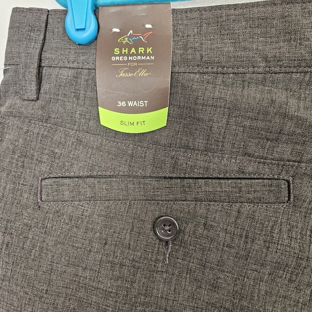 Greg Norman Shark Mens Gray Golf Shorts Flat Front Slim Fit Size 36 NWT